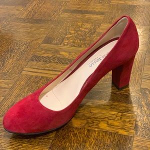 Red suede Aquatalia heels
